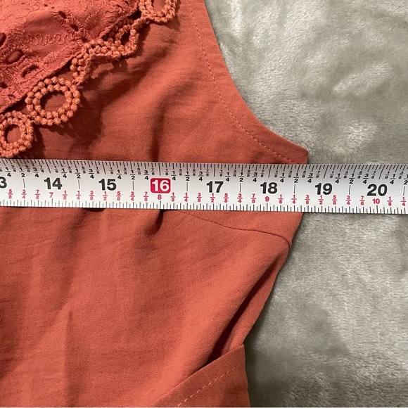 NWT Entro Elegant Wrap Around Lace Trim Dress Size Large Terracotta Boho Maxi - Picture 8 of 9